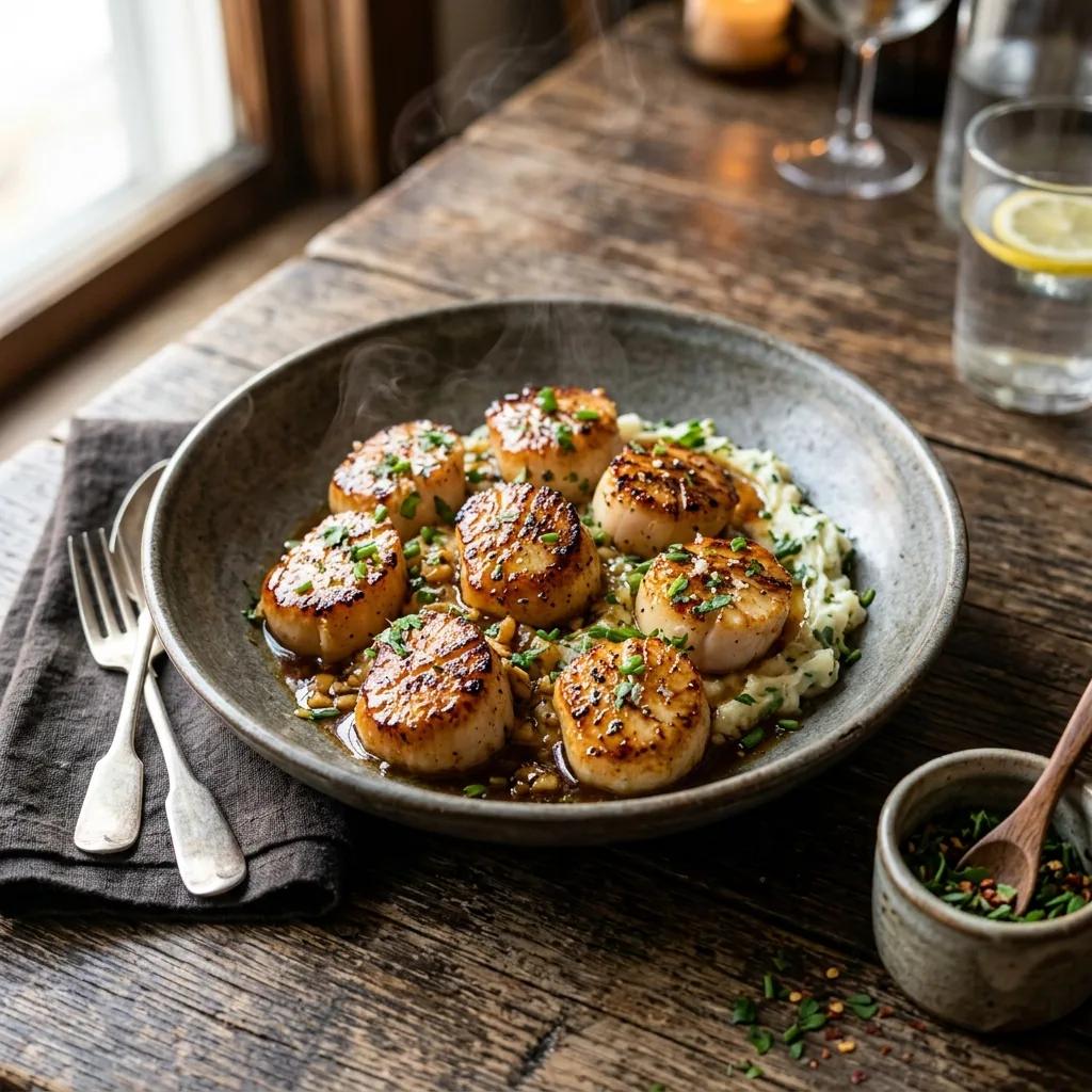 20-Minute Honey Garlic Scallops served and ready to eat