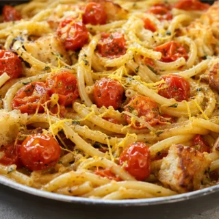 ️ Skillet Summer Pasta with Burst Tomatoes - skillet pasta - Skillet pasta: whip up this delightful summer dish with burst cherry tomatoes and zesty lemony brea
