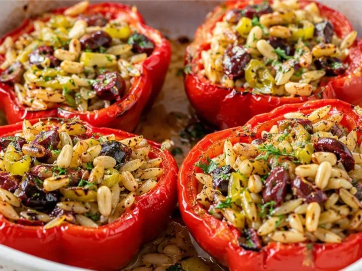 Greek Orzo Stuffed Peppers!