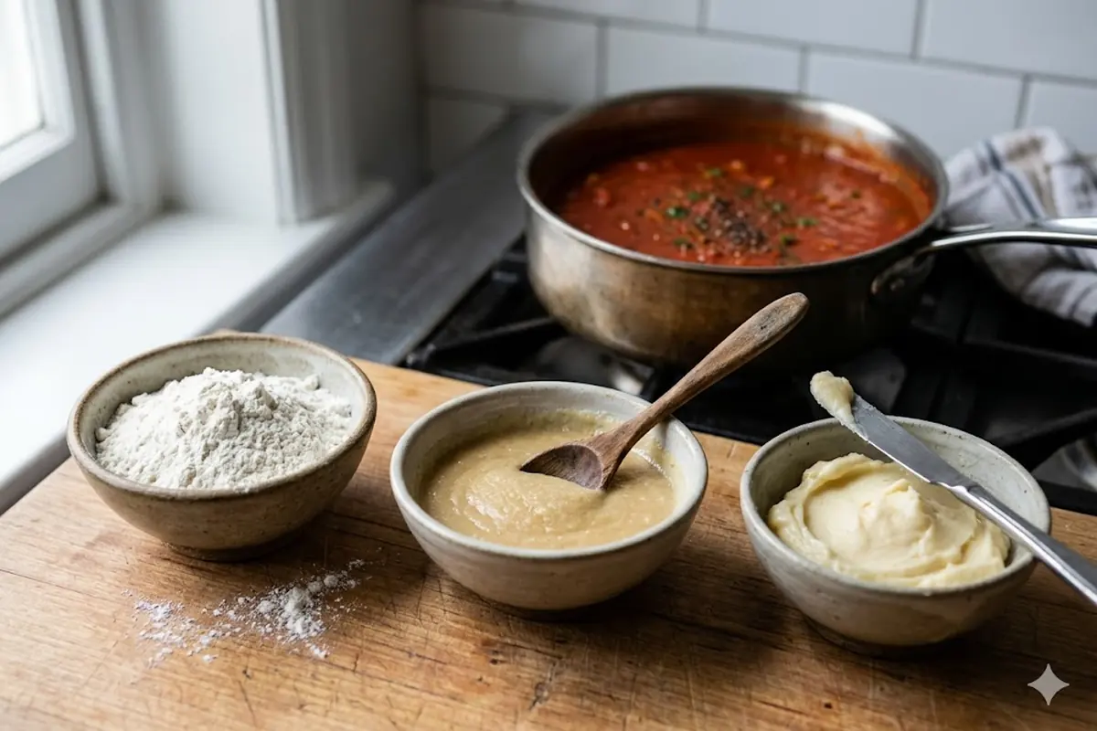 Flour, Roux, and Beurre Manie: The Slower Thickeners Thickening pasta sauce — Flour, Roux, and Beurre Manie: The Slower Thickeners