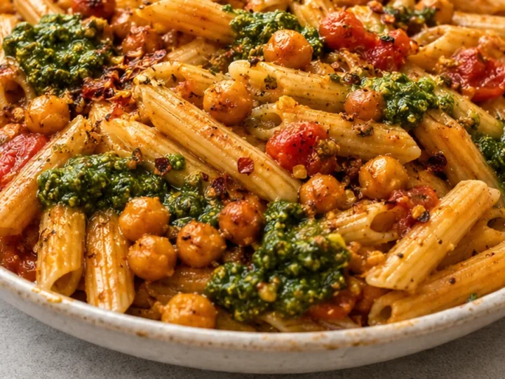 Easiest Spicy Penne with Crispy Chickpeas! ️