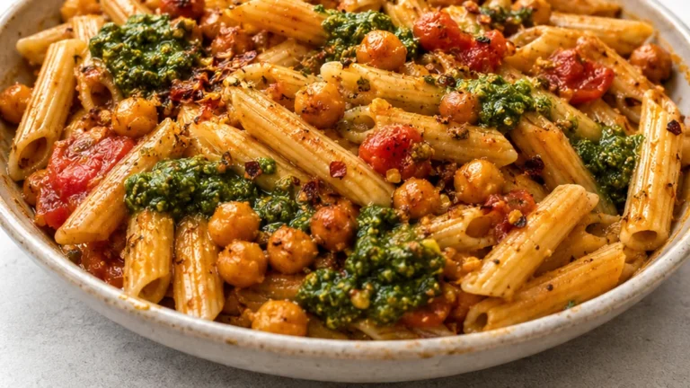 Easiest Spicy Penne with Crispy Chickpeas! ️