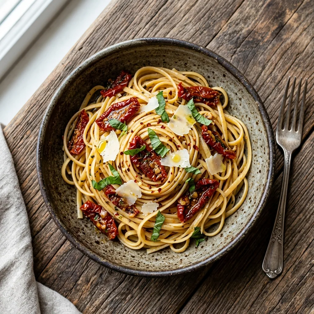 ️ Sun Dried Tomato Linguine Dream served and ready to eat