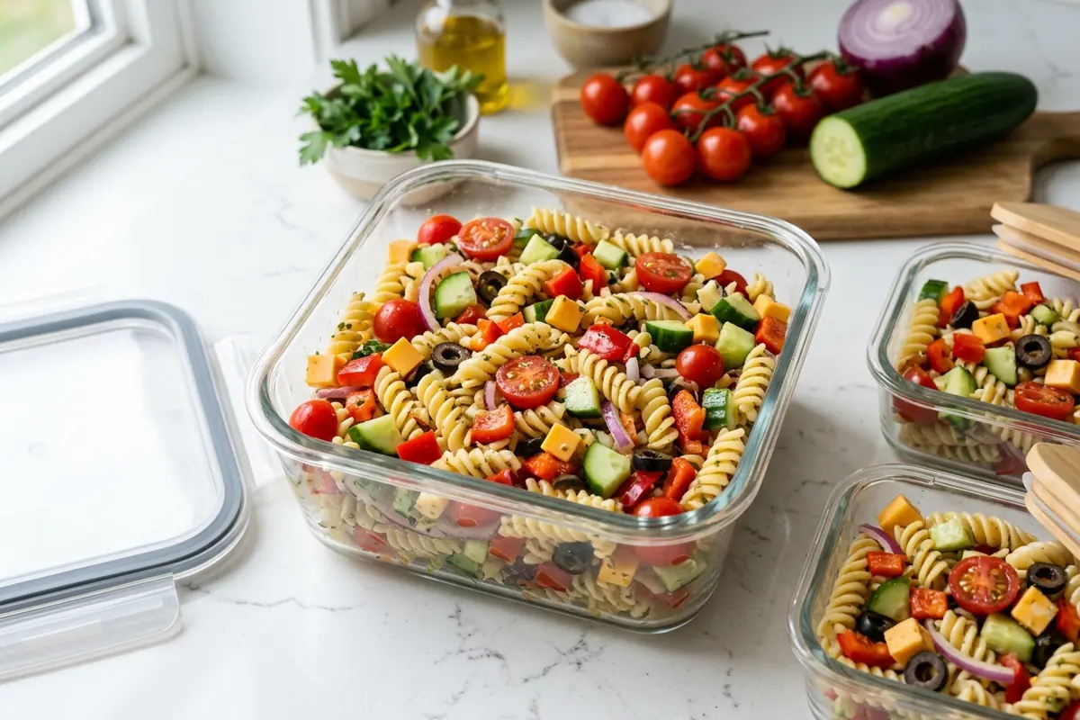 What goes into a pasta salad — Make-Ahead and Storage