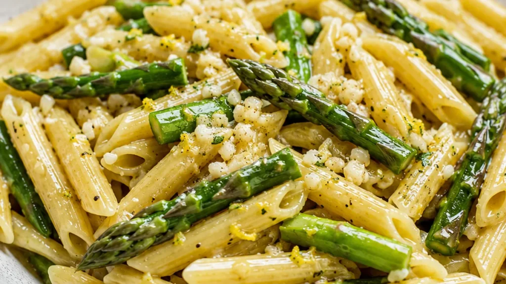 Garlicky Lemon Asparagus Pasta Recipe