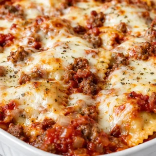 Cheesy Baked Ravioli: Dinner Obsession! Baked ravioli: assemble this hearty casserole with Italian sausage, rich tomato sauce, and gooey mozzarella. A family-fa