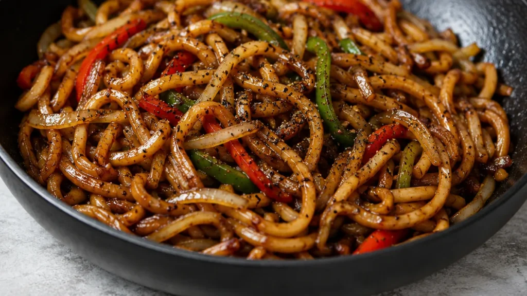 Udon Stir Fry: Spicy Black Pepper Noodles - black pepper udon - Black Pepper Udon: stir-fry this bright, spicy noodle dish in under 20 minutes. Perfect for a qu