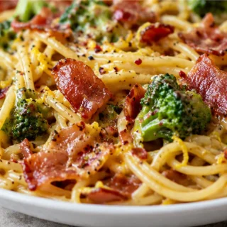 Crispy Prosciutto Carbonara: Flavor Bomb! - broccoli carbonara - Broccoli Carbonara: Savor this rich and creamy pasta dish with roasted broccoli and crispy pros