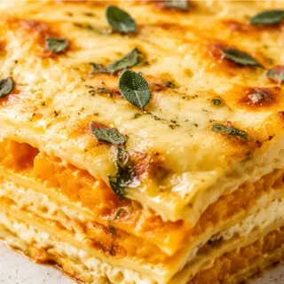 Golden Butternut Squash Lasagna - butternut lasagna - Butternut lasagna: layer this comforting dish with roasted squash, creamy sage sauce, and fresh spinach. P