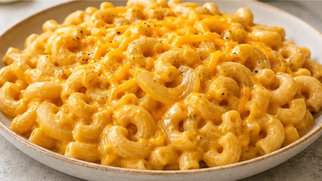Creamy Butternut Mac & Cheese! Butternut mac: make this rich and creamy mac and cheese. Sweet caramelized onions, crisp apples, and smoky bacon rounds out this