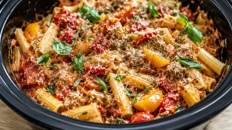 Crockpot Brown Butter Tomato Ricotta Pasta