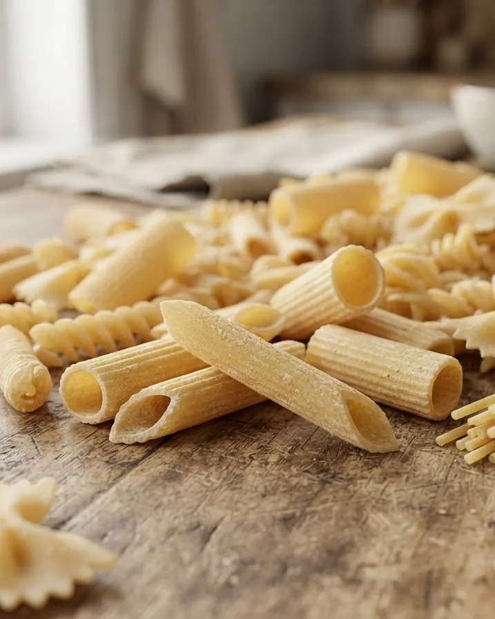 Close-up illustrating what dry pasta actually is