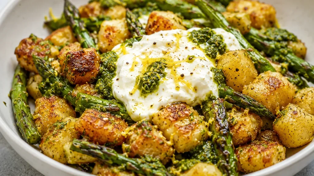 Crispy Gnocchi with Burrata & Brown Butter Pesto! - gnocchi burrata - Gnocchi Burrata: master this dish featuring crispy gnocchi, brown butter pesto, tender asp