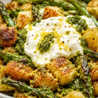 Crispy Gnocchi with Burrata & Brown Butter Pesto! - gnocchi burrata - Gnocchi Burrata: master this dish featuring crispy gnocchi, brown butter pesto, tender asp