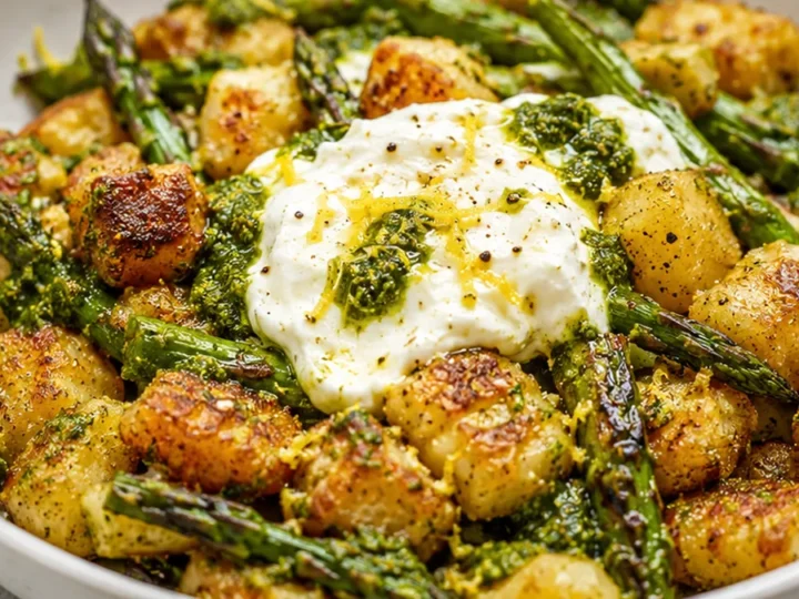 Crispy Gnocchi with Burrata & Brown Butter Pesto!