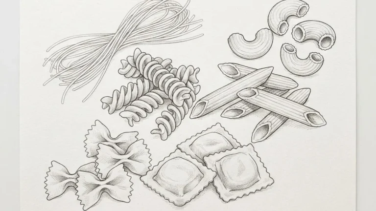How to Draw a Pasta: 5 Shapes, Real Dimensions, and Shading That Actually Looks Cooked