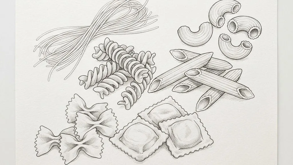 Editorial photo of How to Draw a Pasta: 5 Shapes, Real Dimensions, and Shading That Actually Looks Cooked