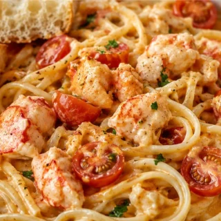 Creamy Lobster Linguine: An Unforgettable Dinner - Lobster linguine: savor this rich, creamy tomato pasta. Learn to craft this luxurious dish with crispy garlic