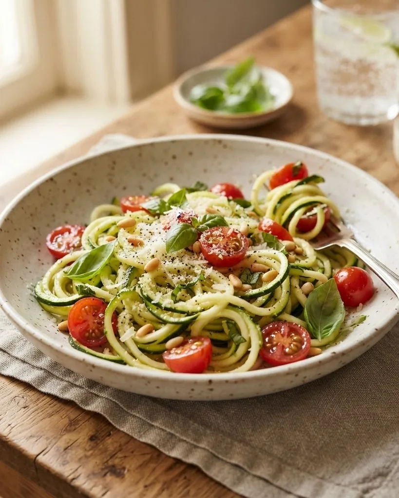 Close-up illustrating what a low calorie pasta replacement actually has to do