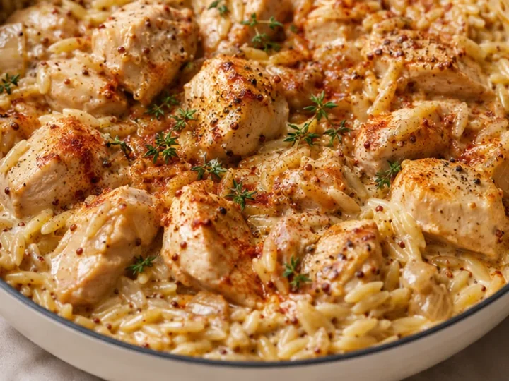 One-Pot Creamy Mustard Chicken & Orzo