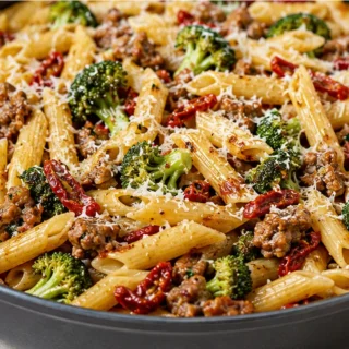 One Pot Wonder: Sausage & Sun Dried Tomato Pasta! - one pot pasta - One Pot Pasta: Try this easy Sausage and Sun Dried Tomatoes recipe for a quick, delicious me