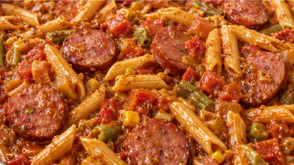 Irresistible Pastalaya! Pastalaya: savor this rich, hearty one-pot meal featuring sausage, spices, and pasta. Perfect for a cozy dinner!