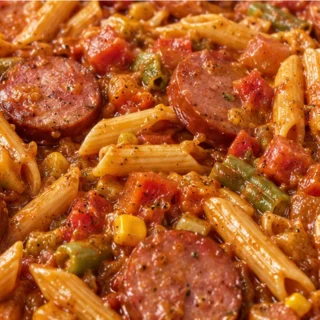 Irresistible Pastalaya! Pastalaya: savor this rich, hearty one-pot meal featuring sausage, spices, and pasta. Perfect for a cozy dinner!