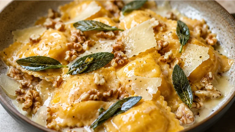 Creamy Pumpkin Ravioli with Crispy Sage!