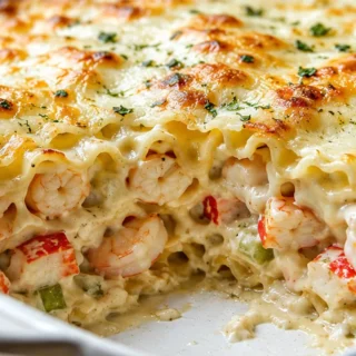 Indulgent Seafood Lasagna - Seafood lasagna: Bake this creamy, decadent dish with shrimp, crab, and rich sauce. A perfect main course for any occasion.