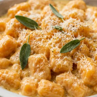 Creamy Sweet Potato Gnocchi Recipe - Sweet Potato Gnocchi: craft this tender, pillowy pasta in a rich rosemary-parmesan cream sauce. A comforting dish perfect f