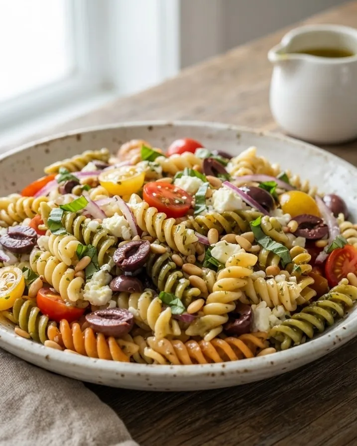 Detail view of match the dressing, not just the pasta