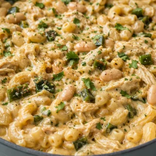 One-Pot Creamy White Chicken Chili Mac - White chicken chili mac and cheese: make this hearty, creamy one-pot meal for a satisfying dinner. Quick, flavorful, an