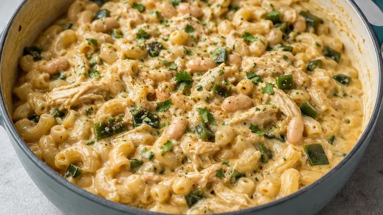 One-Pot Creamy White Chicken Chili Mac