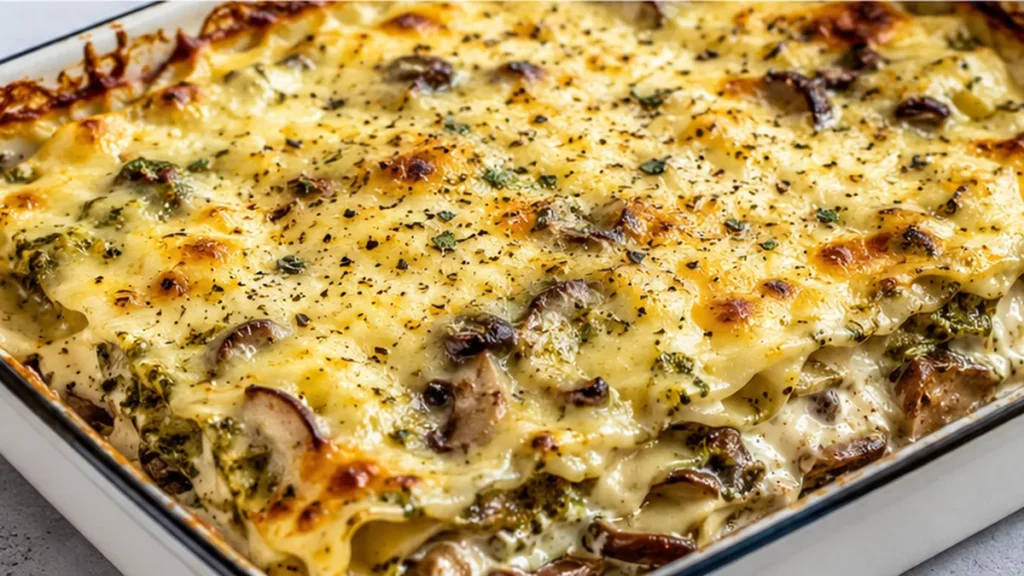 Creamy White Pesto Lasagna - white lasagna - White lasagna: bake this rich and creamy mushroom and spinach version with a homemade Raclette cheese sauce. Perfec
