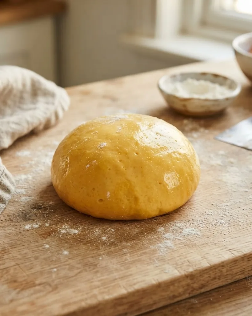 Detail view of building Egg Noodle Dough by Hand Without a Machine
