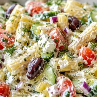 Greek Veggie Pasta Salad: A Taste of Summer! - greek pasta salad - Whip up this easy Greek pasta salad with fresh veggies and a zesty lemon-dill dressing. A per