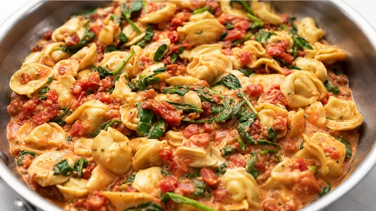Creamy Spinach Tortellini Skillet