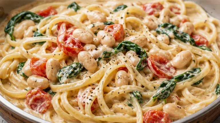 Creamy Tuscan White Bean Pasta