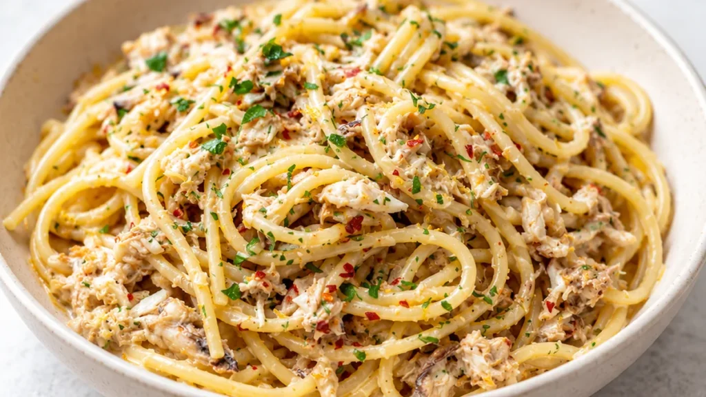Crab Pasta That Will Blow Your Mind! Crab pasta: whip up this creamy lemon chili spaghetti in under 35 minutes. Fresh crab meat, zesty lemon, and a hint of spic