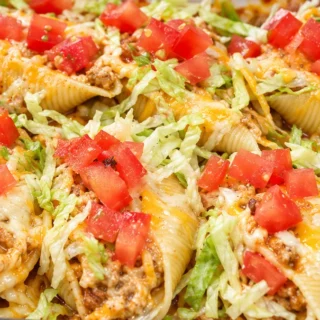 Taco Pasta Shells: Comfort Food! - taco shells - Taco shells made easy! Bake jumbo pasta shells stuffed with seasoned ground turkey, cream cheese, and enchilada
