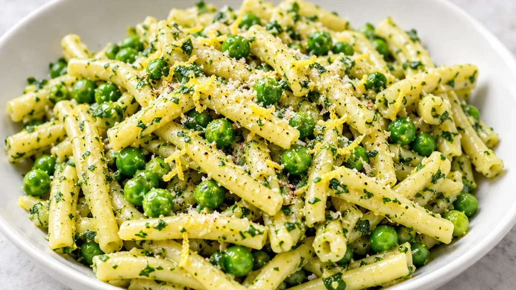 Bright & Fresh Parsley Pesto Pasta with Peas! - bright fresh parsley pesto pasta
