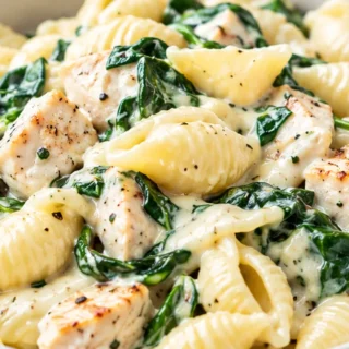 Creamy Chicken Florentine Pasta - chicken pasta with dried oregano - Chicken pasta: Bake this creamy Florentine shell pasta with spinach in 30 minutes. Tender c