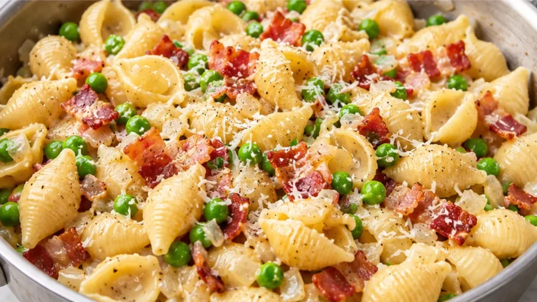 Creamy Pasta with Bacon & Peas That’ll Make You Swoon!