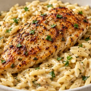 One-Pan Creamy Chicken & Orzo Skillet! - one pan creamy chicken orzo