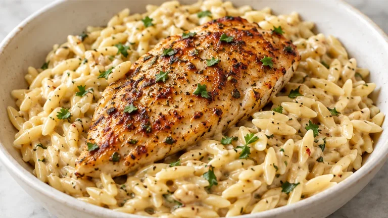 One-Pan Creamy Chicken & Orzo Skillet!