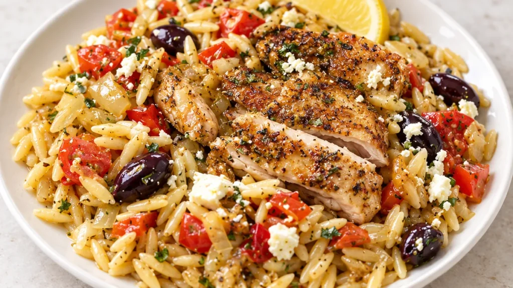 One-Pan Greek Chicken & Orzo - one pan greek chicken orzo