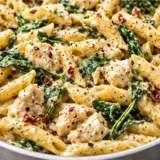 Ultimate One Pot Creamy Pesto Chicken Pasta!