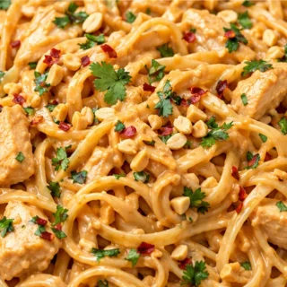 Peanut Noodles with Chicken - peanut noodles with sriracha