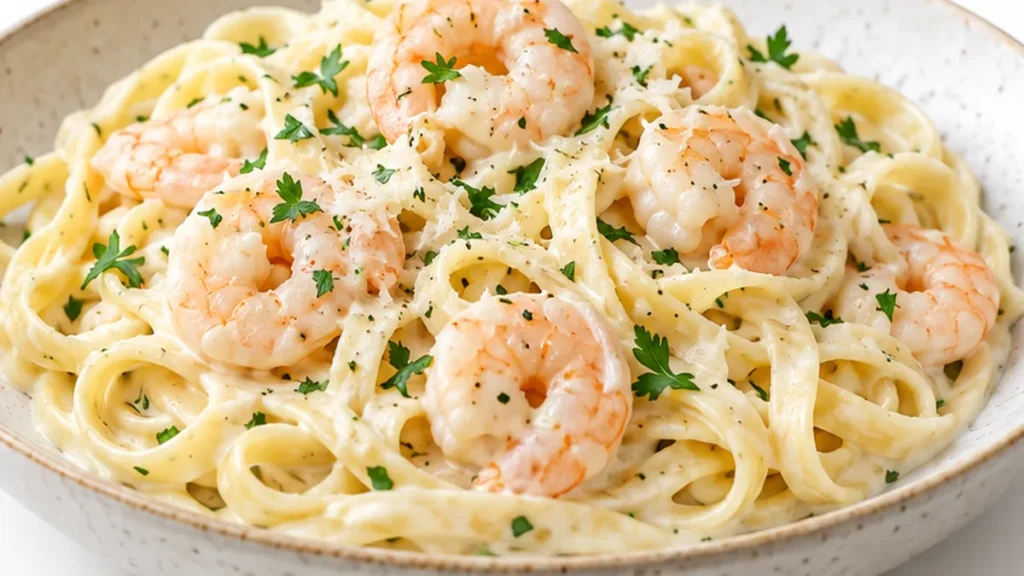 Creamy Prawn Scampi Pasta - Prawn scampi pasta: whip up this creamy, garlicky, lemony tagliatelle in under 30 minutes. Perfect for a quick, impressive weeknight