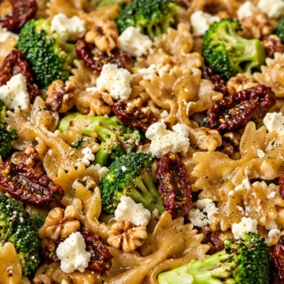 Skillet Pasta with Sun-Dried Tomatoes - skillet pasta with walnuts